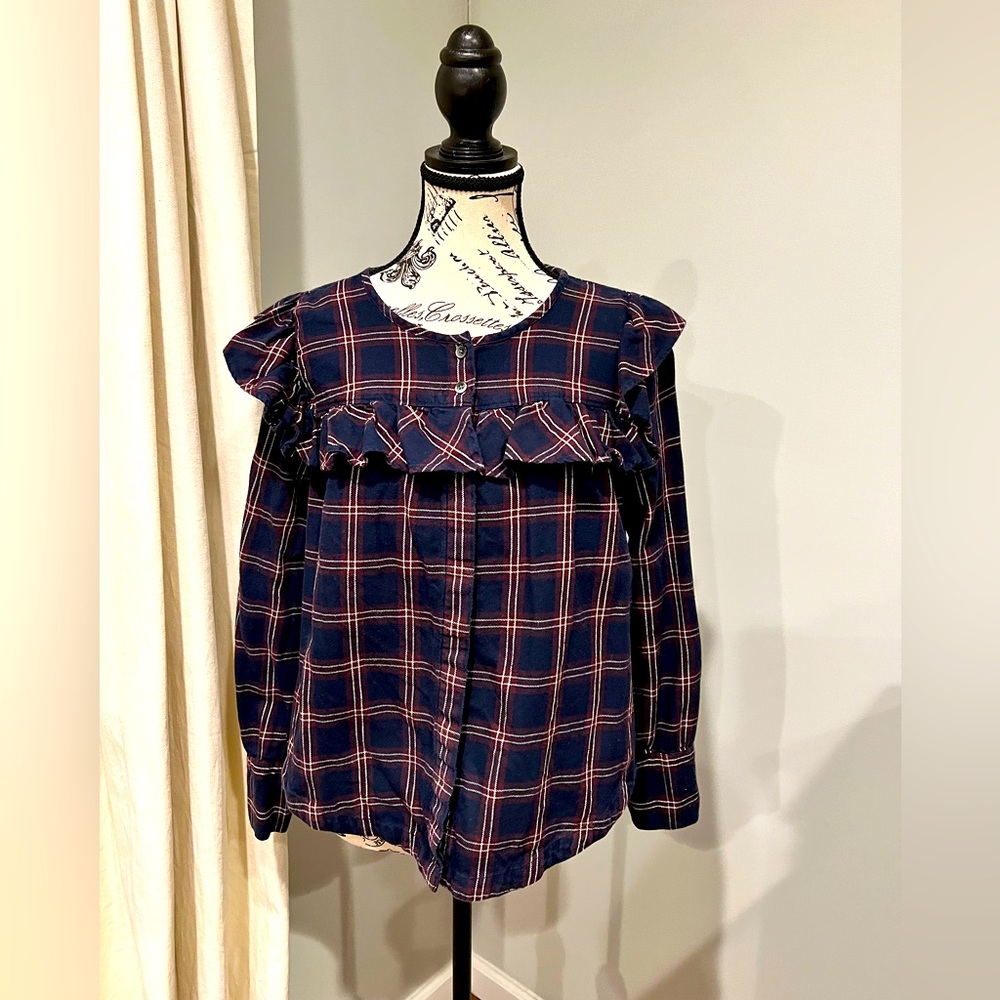 Cute plaid top with adorable ruffles by Madewell